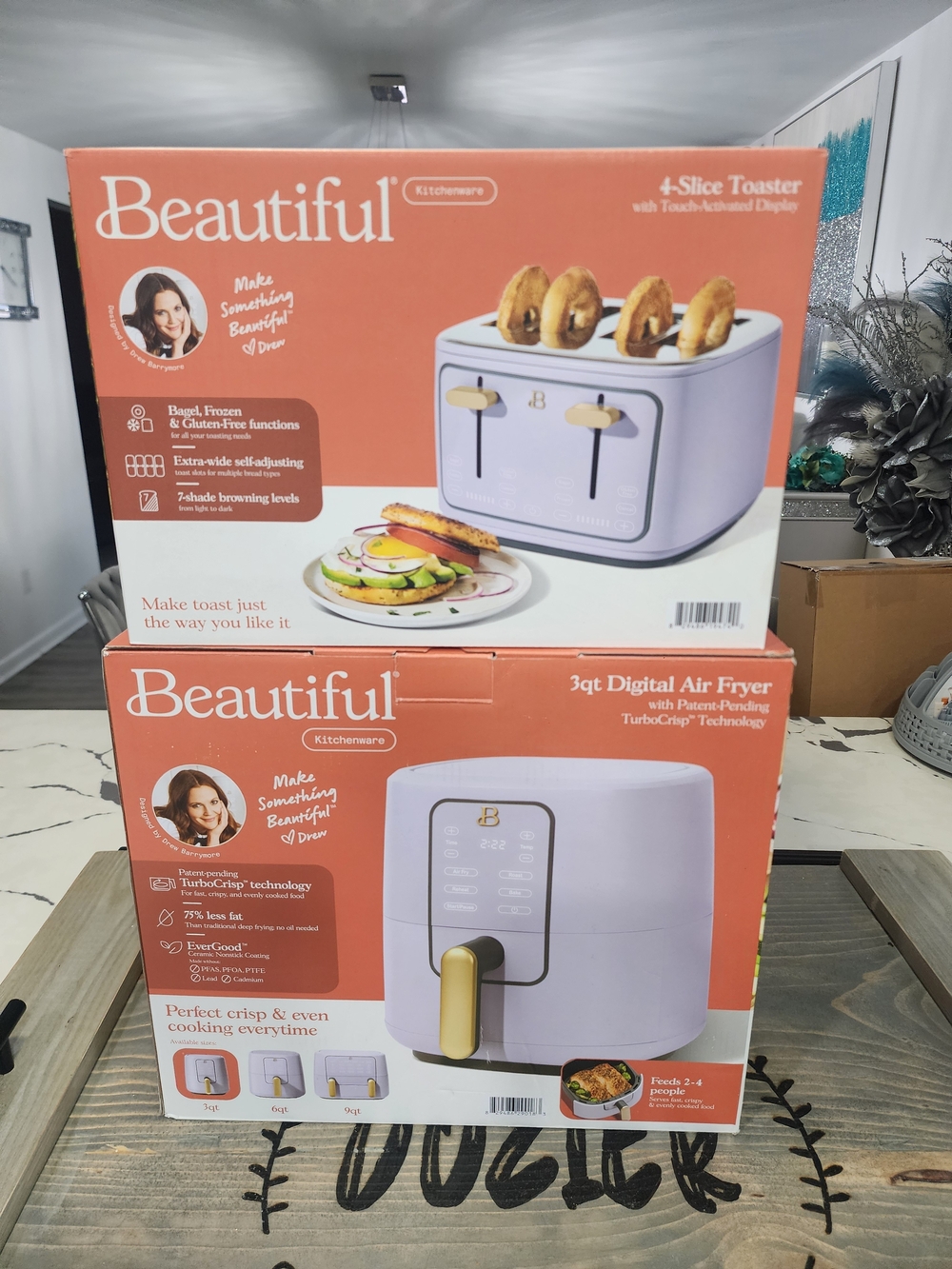Beautiful 3qt Digital Air Fryer & 4-Slice Toaster Set in Lavender
